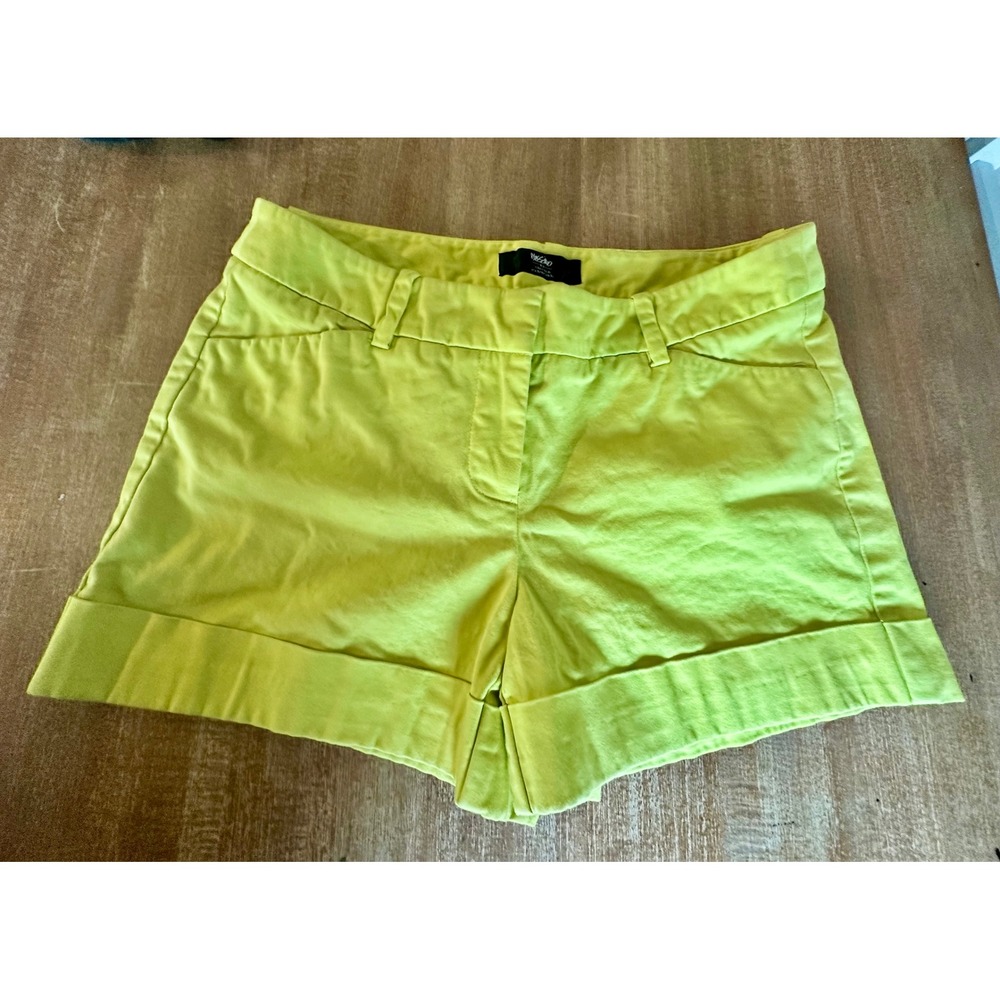 Mossimo Women Neon Yellow Chino Shorts Cuffed Stretch Twill Fit 3 Size 4 Y2K